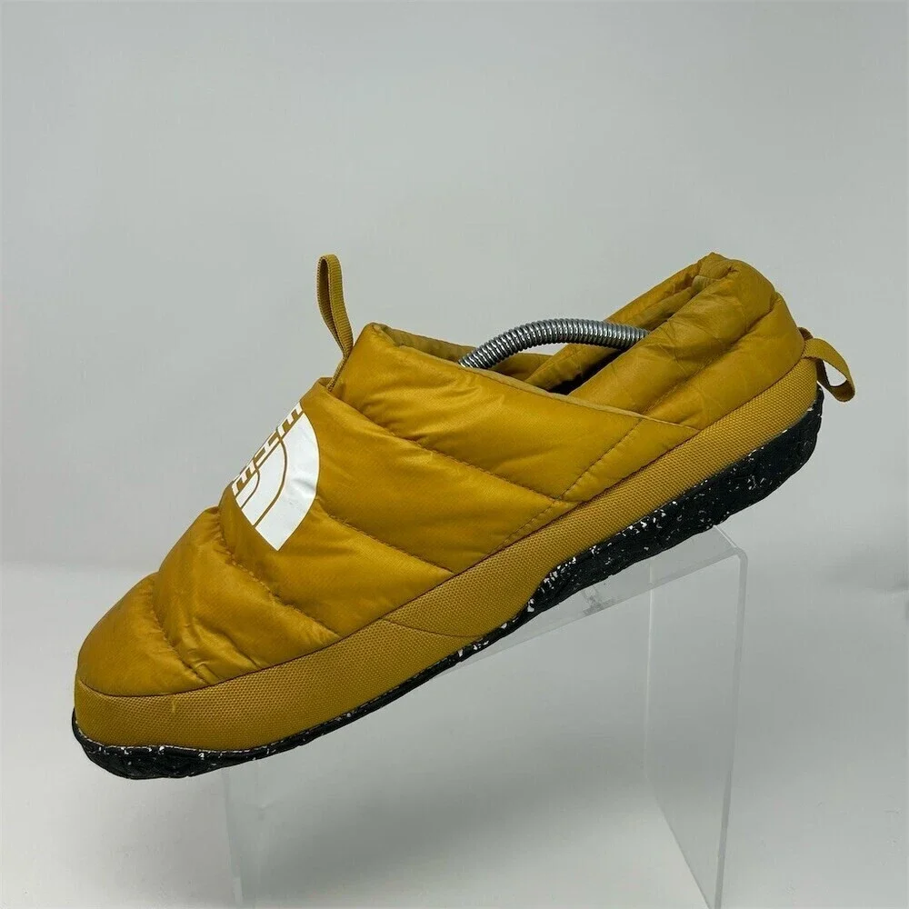 The North Face Nuptse Mule Slippers Unisex Mustard Yellow Insulated Camp Size 13